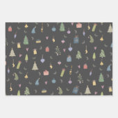 かわいいクリスマスツリープレゼントオーナメントパターン ラッピングペーパーシート (正面2)