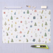 かわいいクリスマスツリープレゼントオーナメントパターン 薄葉紙 (クラフト)