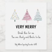 かわいいクリスマスツリーベビー発表叔母さん ワインラベル (シングルラベル)