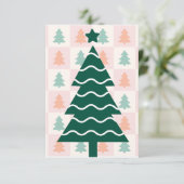 かわいいクリスマスツリーホリデーデザイン。 出欠カード (スタンド正面)