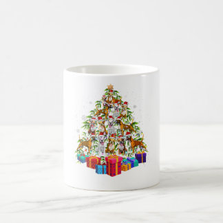 かわいいクリスマスツリーボクサードッグファミリークリスマスギフト コーヒーマグカップ
