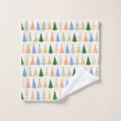 かわいいクリスマスツリーレッドグリーンボー バスタオルセット (ウォッシュタオル)