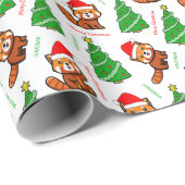 かわいいクリスマスツリーレッドパンダサンタハット名 ラッピングペーパー (ロールコーナー)