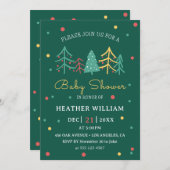 かわいいクリスマスツリー冬の男の子の赤ちゃんシャワー 招待状 (正面/裏面)