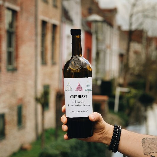 かわいいクリスマスツリー妊娠のお知らせ親 ワインラベル