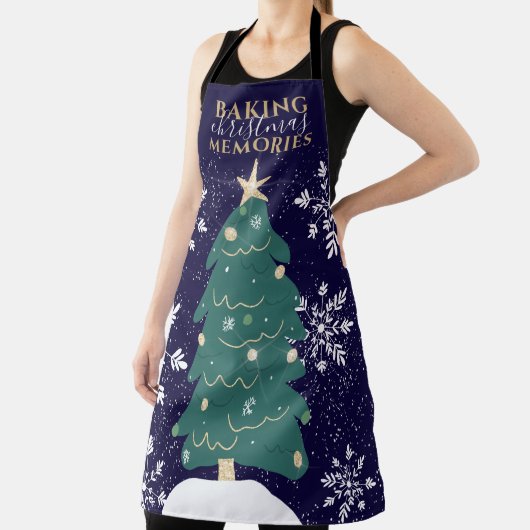 かわいいクリスマスツリー引用文スノーフレークnavy blue エプロン (インサイチュ)