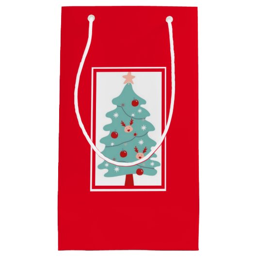 かわいいクリスマスツリー抱き枕（赤） スモールペーパーバッグ (正面)