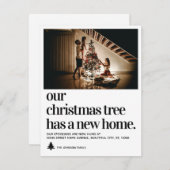 かわいいクリスマスツリー新しいホームフォトホリデームービング 案内状 (正面/裏面)