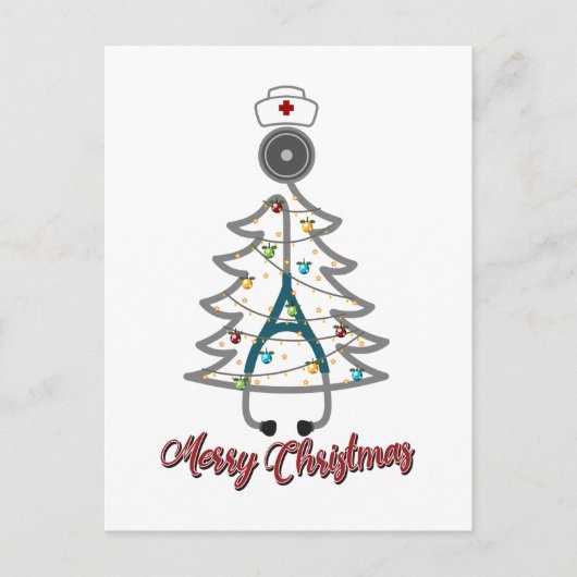 かわいいクリスマスツリー聴診器クリスマスホリデーギフト ポストカード (正面)