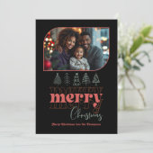 かわいいクリスマスツリー落書き モダンホリデー写真 シーズンカード (スタンド正面)