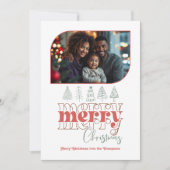 かわいいクリスマスツリー落書き モダンホリデー写真 シーズンカード (正面)