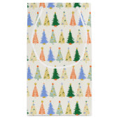 かわいいクリスマスツリー赤い緑パーソナライズされた家族 スモールペーパーバッグ (裏面)