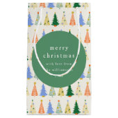 かわいいクリスマスツリー赤い緑パーソナライズされた家族 スモールペーパーバッグ (正面)