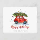 かわいいクリスマスツリー赤い車のグリーティン企業のグ ポストカード (正面)