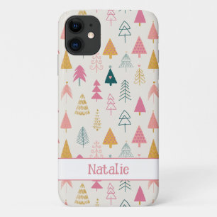 かわいいクリスマスツリー赤面ピンクパターン名 iPhone 11 ケース