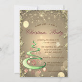 かわいいクリスマスツリー ゴールドスター クリスマス 招待状 (正面)