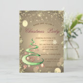 かわいいクリスマスツリー ゴールドスター クリスマス 招待状 (スタンド正面)