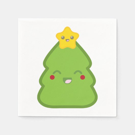 かわいいクリスマスツリー&スター紙ナプキンス スタンダードカクテルナプキン (正面)