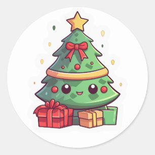かわいいクリスマスツリー ラウンドシール