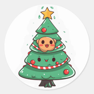 かわいいクリスマスツリー ラウンドシール