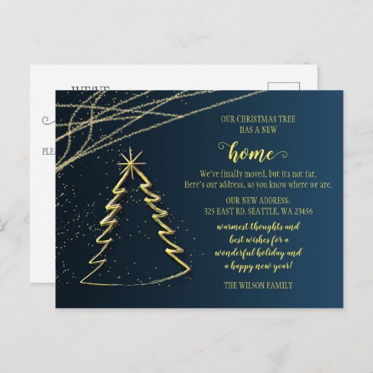 かわいいクリスマスツリー　引越しのお知らせ　ホリデーシーズンの移動 ポストカード (正面/裏面)
