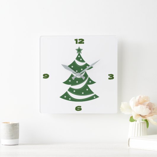 **かわいいクリスマスツリー**時計 スクエア壁時計 (ホーム)