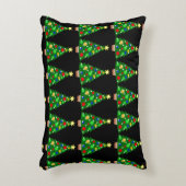 *かわいいクリスマスツリー** 緑の背景付き アクセントクッション (正面(垂直))