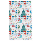 かわいいクリスマスツリー、雪だるま、ギフト、キャンディパターン スモールペーパーバッグ (裏面)