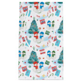 かわいいクリスマスツリー、雪だるま、ギフト、キャンディパターン スモールペーパーバッグ (正面)