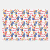 かわいいクリスマステディベアの贈り物 ラッピングペーパーシート (正面3)