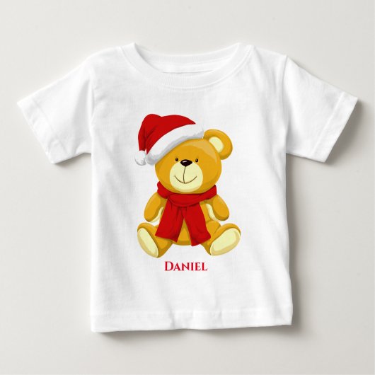 かわいいクリスマステディベアサンタベビーTシャツ ベビーTシャツ (正面)