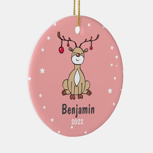 かわいいクリスマスディアキッズパーソナライズされた セラミックオーナメント (右)