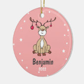 かわいいクリスマスディアキッズパーソナライズされた セラミックオーナメント (左)