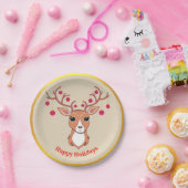 かわいいクリスマスディアー ペーパープレート (パーティー)