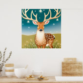 かわいいクリスマスディアー ポスター (キッチン)