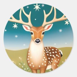かわいいクリスマスディアー ラウンドシール