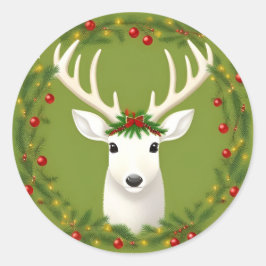 かわいいクリスマスディアー ラウンドシール