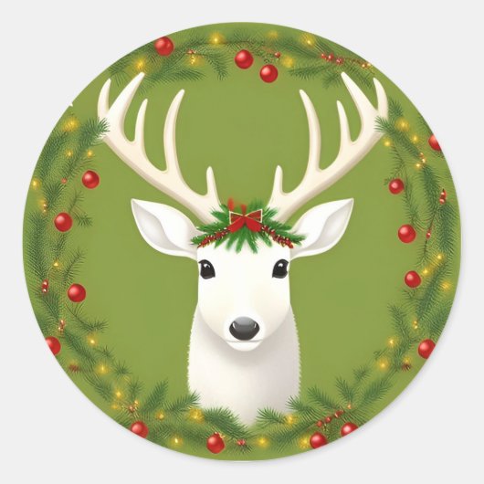 かわいいクリスマスディアー ラウンドシール (正面)