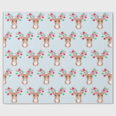 かわいいクリスマスディアー ラッピングペーパー (フラット)