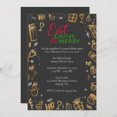 かわいいクリスマスデザインパーティー 招待状 (正面/裏面)