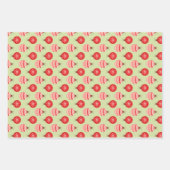 かわいいクリスマスデザインピンクとミントグリーン名門私立校風の ラッピングペーパーシート (正面2)