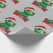 かわいいクリスマストカゲ陽気なクリスマスデザイン ラッピングペーパー (角)