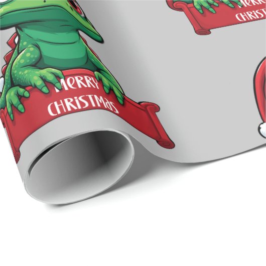 かわいいクリスマストカゲ陽気なクリスマスデザイン ラッピングペーパー (ロールコーナー)