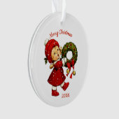 かわいいクリスマストットとリースアクリルオーナメント オーナメント (正面)