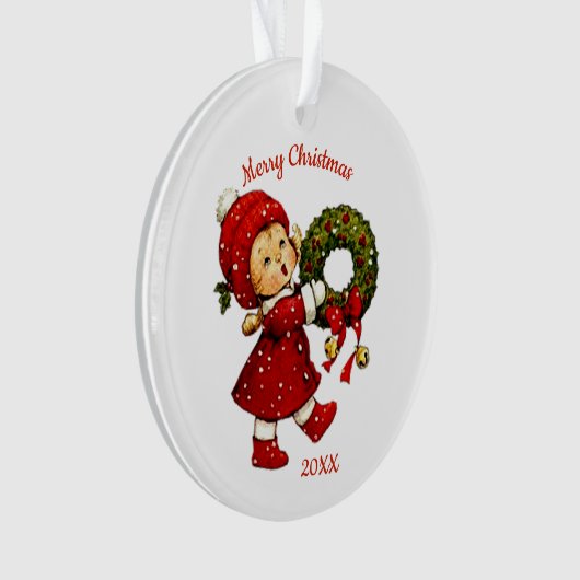 かわいいクリスマストットとリースアクリルオーナメント オーナメント (正面)