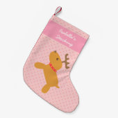 かわいいクリスマストナカイが女の子にピンク スモールクリスマスストッキング (正面 (吊り時))