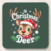 かわいいクリスマストナカイのイラスト コースター (正面)