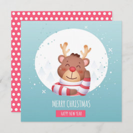 かわいいクリスマストナカイのクリスマスカード