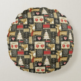 かわいいクリスマストナカイのパターン ラウンドクッション