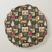 かわいいクリスマストナカイのパターン ラウンドクッション (裏面)